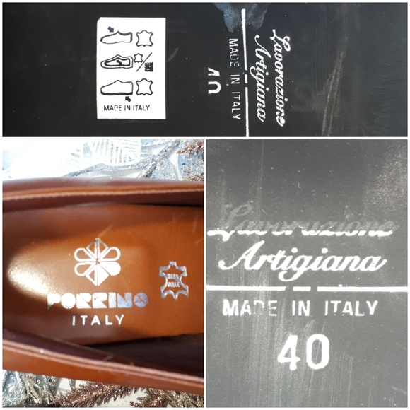 Italian Leather Shoe Block High Heel Cognac 40 - Picture 4 of 5